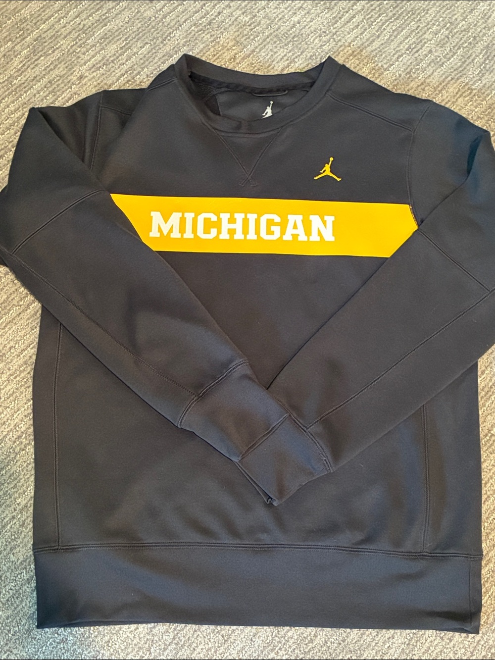 Jordan Men's Black Crewneck Sweatshirt with Maize Stripe